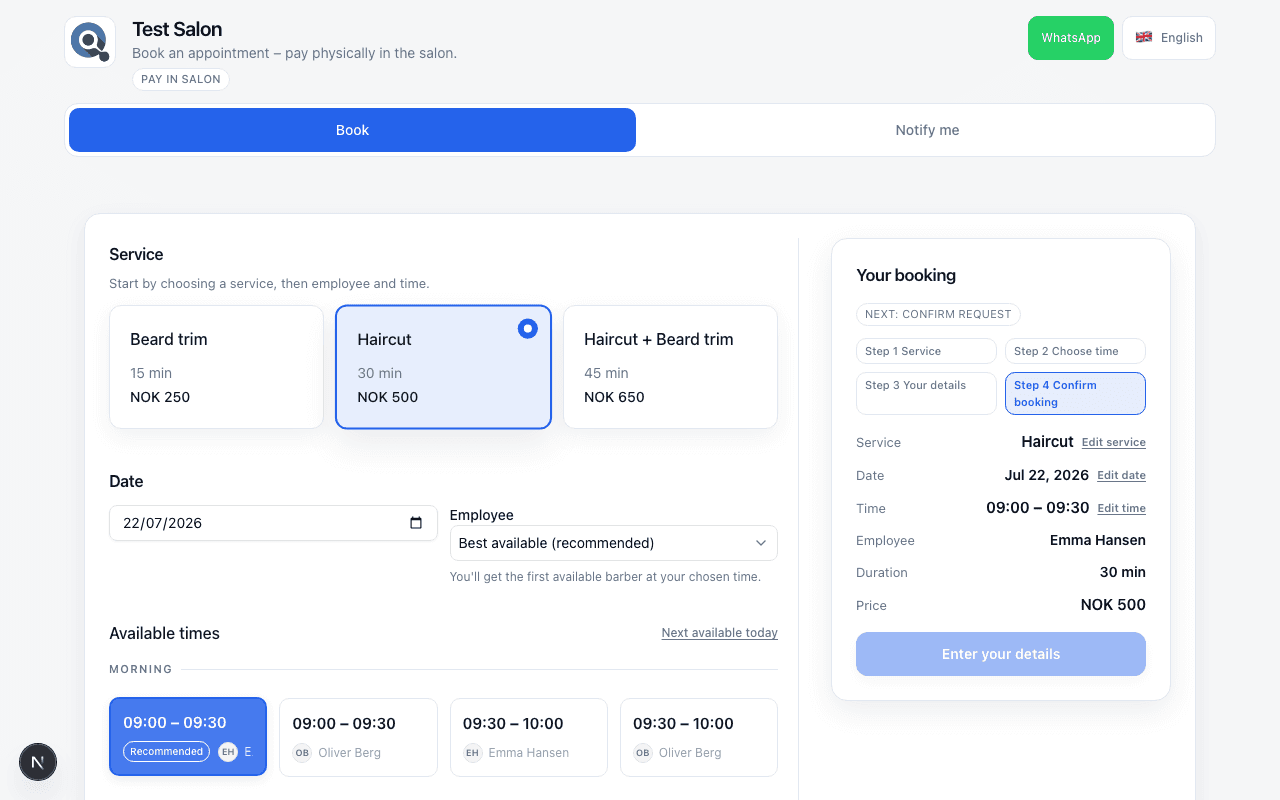 Public booking confirmation cancel context