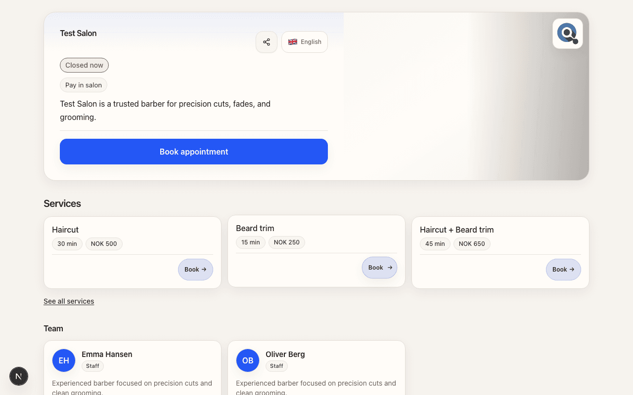 Public salon page for test-salon