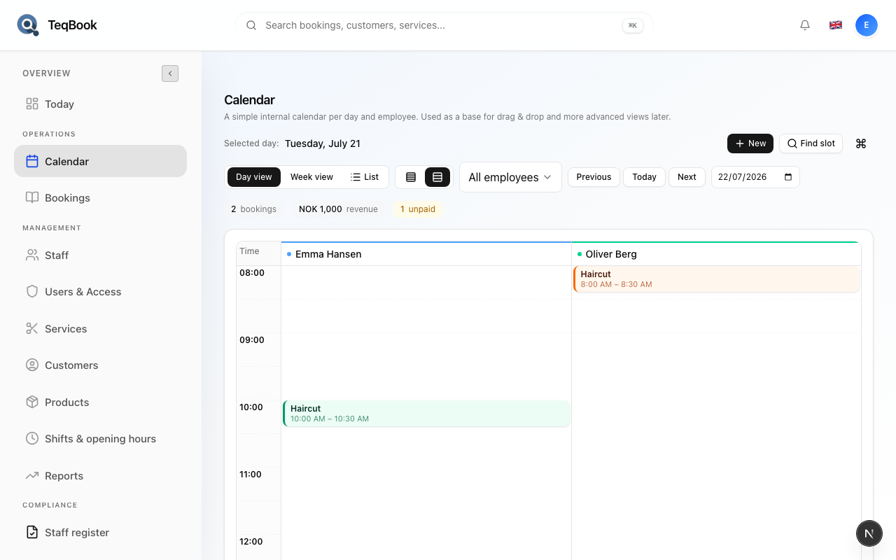 Calendar cancel for staff-led changes