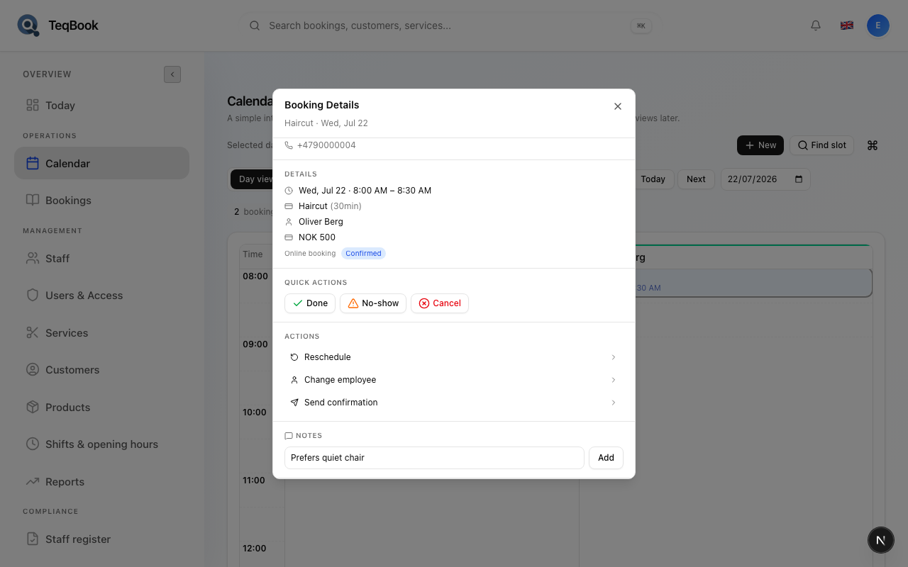 Notes section for appending internal notes