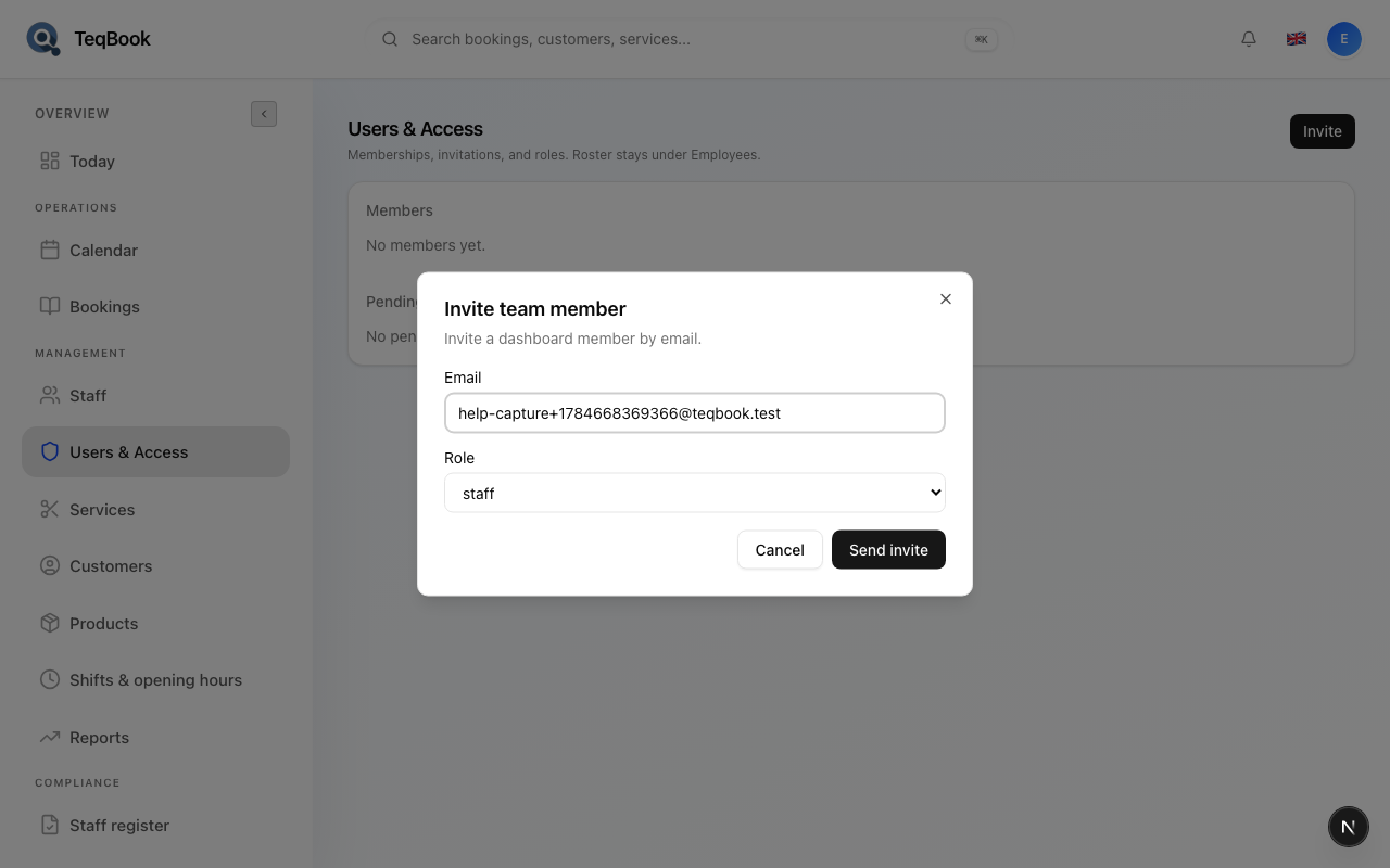 Role selection in the invite dialog