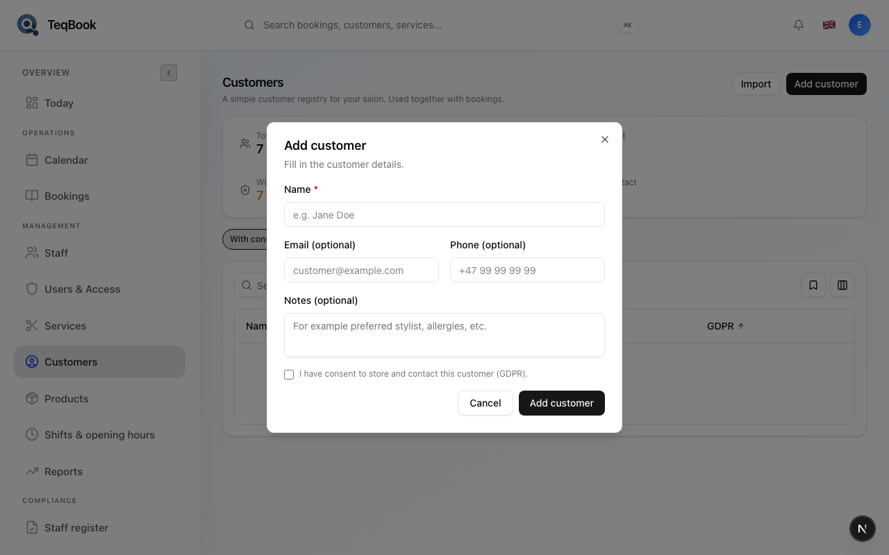 GDPR consent on add or edit